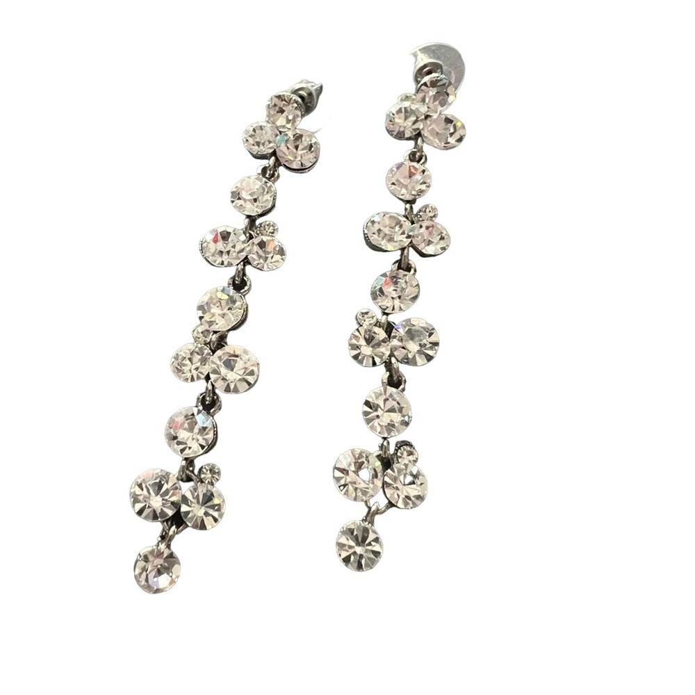 Silver Tone Dangle Bling Earrings